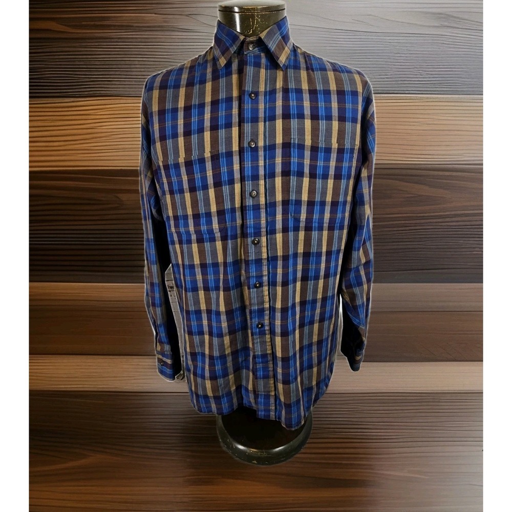 Northern Lakes By Above Average Shirt‎ Mens LT  Blue Plaid Long Sleeve Button Up